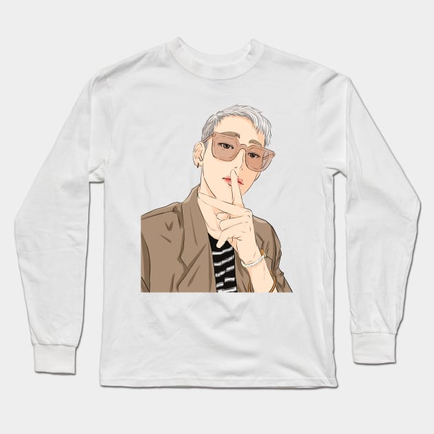 BamBam white hair Long Sleeve T-Shirt by Rakusumi Art